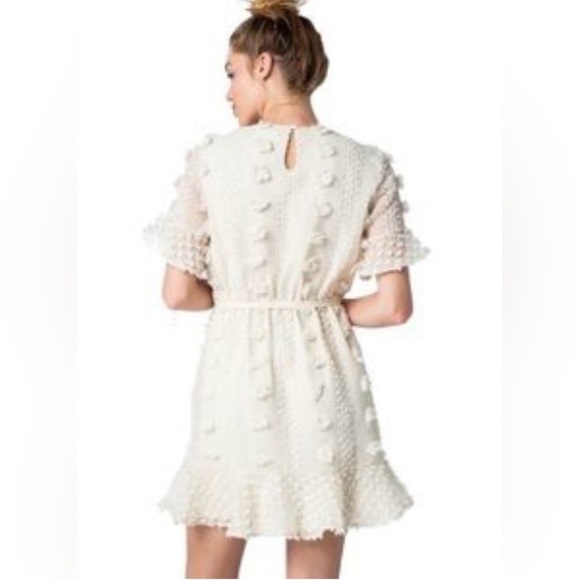 & Mercari size small Pom Pom dress lined off white tie waist - Picture 4 of 5